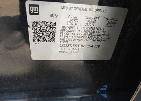 2022 Chevrolet Malibu Fwd Lt z USA, uszkodzony, nr VIN 1G1ZD5ST3NF194309